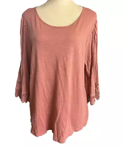 J Jill Damen Mauve Bestickt Spitze Pullover Oberteil Boho Bauer Größe PL - Bild 1 von 8