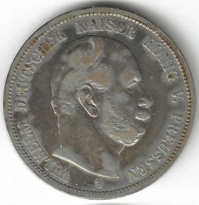 Preußen, 5 Mark, 1875, Wilhelm I Deutscher Kaiser und König, B - Bild 1 von 2