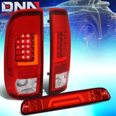 FIT 99-07 FORD SUPER DUTY LED L-BAR LANTERNAS TRASEIRAS + TERCEIRA LÂMPADA DE FREIO/CARGA 3D (VERMELHA) - Imagem 1 de 4