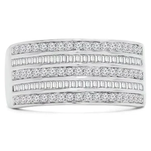 0.63 CT Round VS2 F Diamond Bezel Set Engagement Band 14K White Gold - Bild 1 von 3