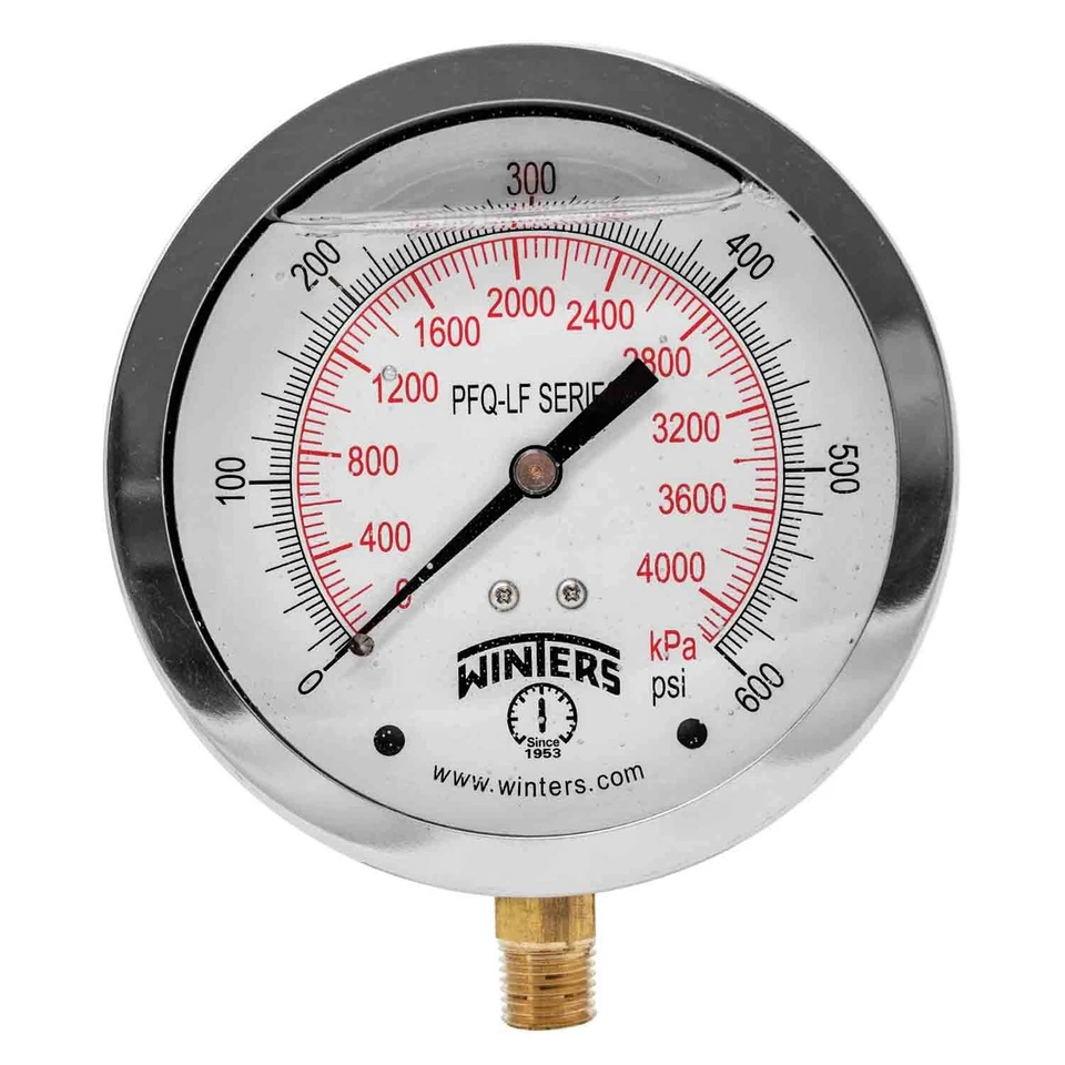 Winters Pressure Gauge 4" 0 to 600 PSI PFQ716LF