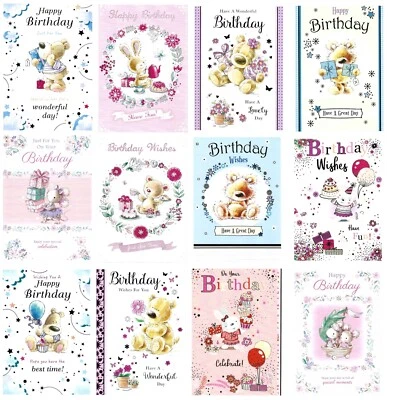 CABOODLES Male or Female Bear Rabbit Flowers Happy Birthday Card Various Designs