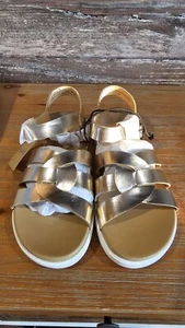 New Threadabouts Gold Girls Sandals Size 3 Youth Child Shoes - Picture 1 of 6