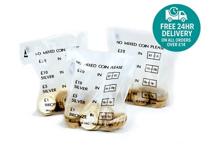 BAG IT PACKAGING PLASTIC COIN BAGS - MONEY BANK BAGS NO MIXED COINS CHANGE CASH RETAIL BAG