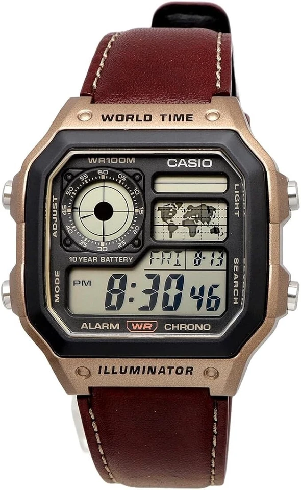 CASIO AE-1200WH Quartz Digital World Time Watch Resin Band JAPAN