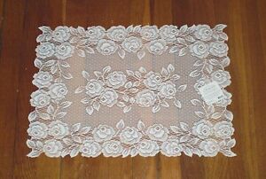 Heritage Lace 14" x 20" Tea Rose Place Mat White or Ecru  100% Polyester