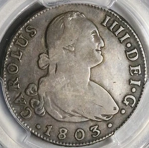 1803/1703-S PCGS VF 25 Spain 4 Reales Charles IV Seville Overdate Coin 23011402C - Picture 1 of 6