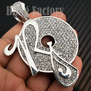 Large ROCAFELLA Hip Hop Iced Silver plated Cubic Zirconia Bling Charm Pendant - Picture 1 of 3