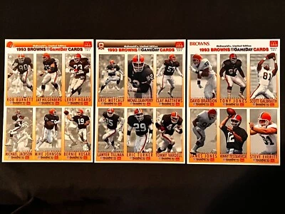 *QTY 2 1993 McDonalds Gameday CLEVELAND BROWNS Set Sheets A,B,C Kosar QTY 2 - Image 1 of 4