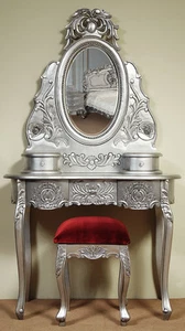 Silber SCHMINKTISCH Rokoko Barock TOILETTENTISCH Massivholz 78273 - Bild 1 von 3