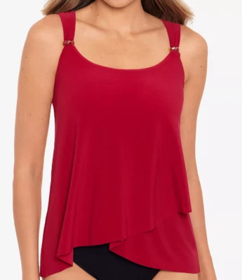 Camiseta Tankini MIRACLESUIT Razzle Dazzle con Aros Rojo Sólido EE. UU. Talla 8 3646 Foto 1 de 2