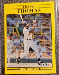 Fleer Frank Thomas #138 1991 raro Low Pop dorado/amarillo vintage coleccionable  - Imagen 1 de 4