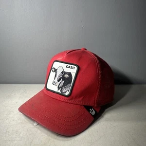 The Farm Goorin Bros Cash Cow Patch Mesh Snapback Trucker Hat Ball Cap Red Y2K - Picture 1 of 8