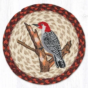Remaches (Juego de 2) Pájaro carpintero trenzado 10 pulgadas yute manteles redondos decoración vida silvestre - Imagen 1 de 1