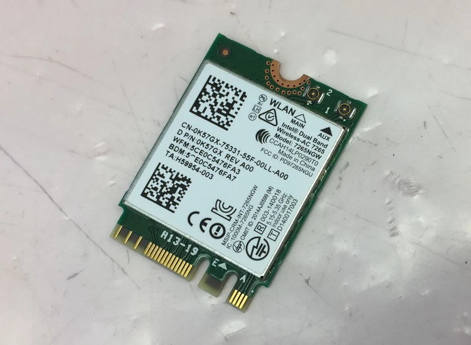 Tarjeta Dell Inspiron 15-7558 Intel Doble Banda WIFI Inalámbrica Bluetooth 7265NGW K57GX Foto 1 de 1