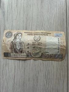 CYPRUS CENTRAL BANK One Pound Lira Aipa 2004 Money Banknote - Picture 1 of 2