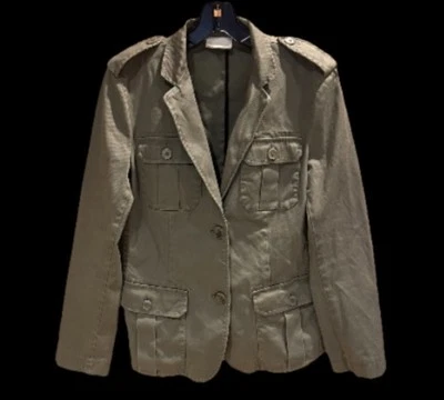 Chaqueta Blazer Militar PURE DKNY Verde Oliva Mezcla Algodón Talla Pequeña Foto 1 de 4