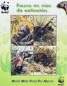 PERU WWF GIANT OTTER STAMPS SHEET OF 4 MNH 2004 WILD ANIMALS WILDLIFE FAUNA - Picture 1 of 1