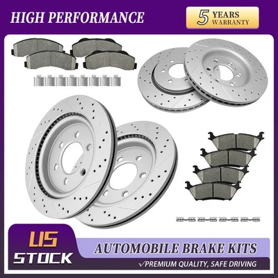 Front Rear Drilled Rotors Brake Pads For Lincoln Navigator Ford Expedition F-150 Foto 1 de 4