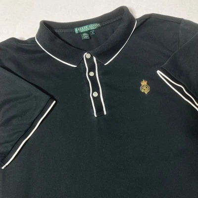 Polo Lauren Active Ralph Lauren Negro Corona Logo RL Para Mujer Talla XL Foto 1 de 4