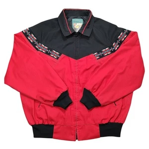 Vintage Canyon Guide Outfitters Azteken Southwestern Bomberjacke hergestellt in den USA rot Herren XL - Bild 1 von 16