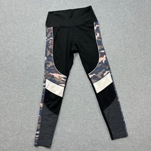 PINK Victorias Secret Ultimate Leggings Sz M Black Camo Colorblock Active Pants - Picture 1 of 8