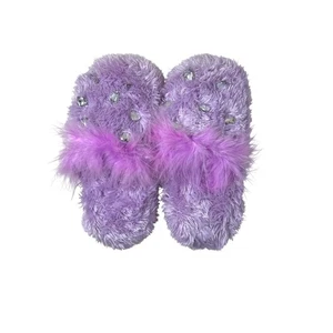 Zapatillas moradas con suela antideslizante de piel sintética y pedrería talla S 11 para niñas pequeñas - Imagen 1 de 7