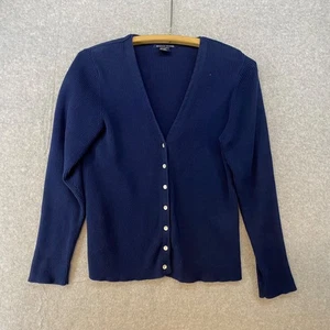 Vintage Boston Proper Gr. M dunkelblau V-Ausschnitt Strickjacke 100% Baumwolle Langarm - Bild 1 von 5
