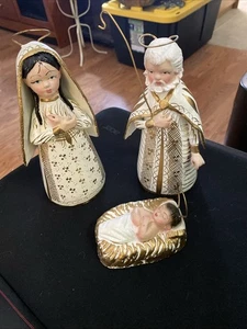 VINTAGE GROSSE 8" KRIPPENFIGUREN MARIA JOSEPH und Baby JESUS GIPS KREIDEGESCHIRR - Bild 1 von 8