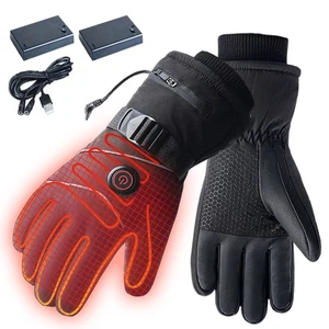  Electric Heated Gloves 3 Temperature Adjustable Heating Warm Windproof Gloves  - Picture 1 of 10