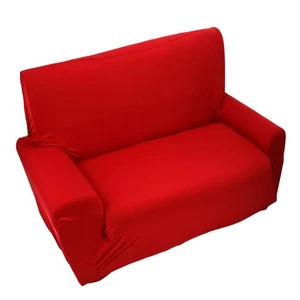 Funda protectora de sofá elástica de color borgoña liso para tela de poliéster de 2 plazas - Imagen 1 de 3