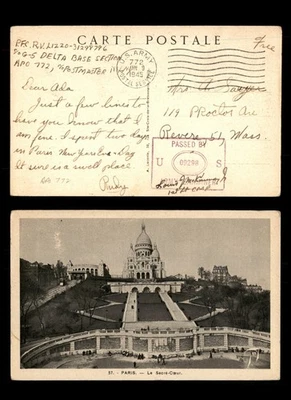 Mayfairstamps US 1945 APO 772 to Revere MA Le Sacre Coeur Postcard aau_66813 - Image 1 of 2