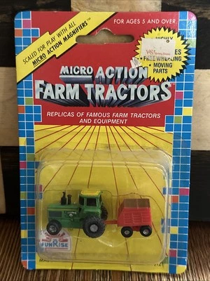 Tractor agrícola Micro Action 1989 de colección - Tractor con implemento - ¡Juguete nuevo de los años 80! Foto 1 de 3
