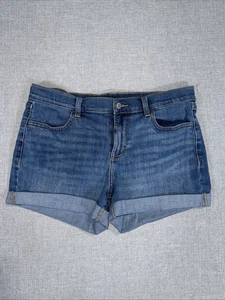 Old Navy Boyfriend Jeansshorts Damen 6 Bündchen blau Denim Stretch Mid Rise - Bild 1 von 6