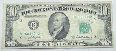 1950 B Vintage $10 Federal Reserve Note - New York - B - Ten Dollar Bill - Image 1 of 2