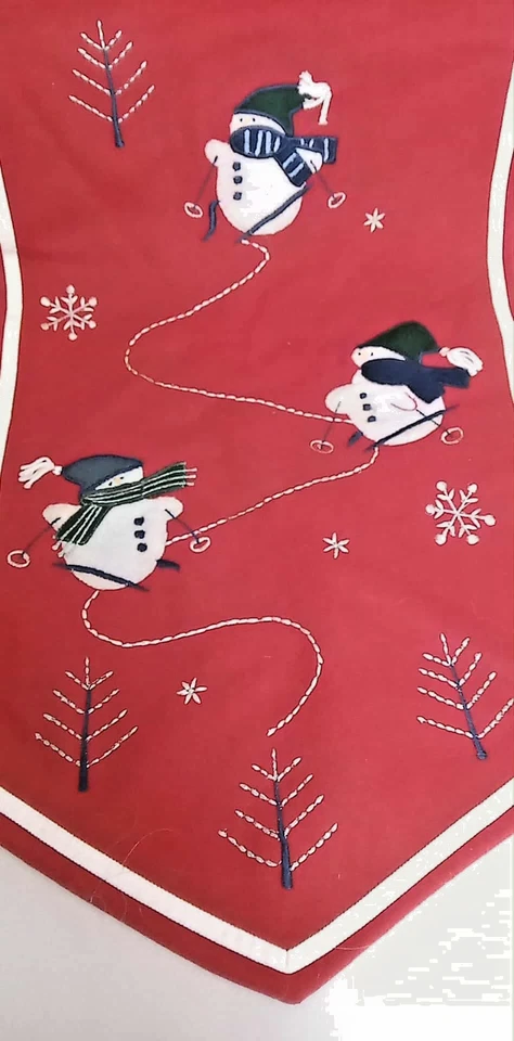 Wool Blend Christmas Sledding Snowman Embroidered  Table Runner Red, Kohl's - Image 1 of 4