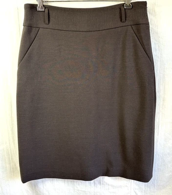 Falda lápiz forrada elástica hasta la rodilla tejida marrón ETCETERA para mujer con bolsillos talla 6 Foto 1 de 4