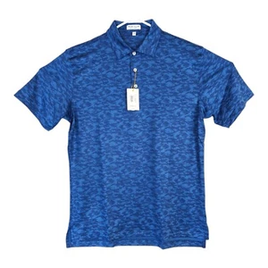 Peter Millar Mens Medium Blue Fish Pattern Summer Comfort Polo Performance Shirt - Bild 1 von 7