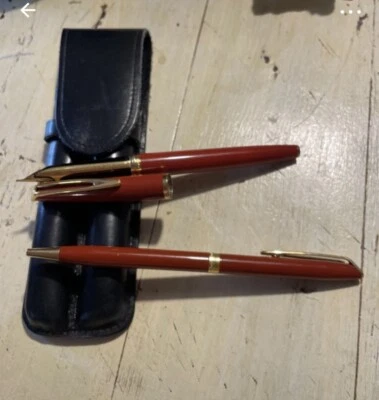 Rare Stylo  Plume Et Bille Waterman CF LAQUE CORAIL PLUME EN OR MASSIF 18 CARATS - Photo 1/4