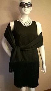 VTG 1960's "Lee Jordon" LBD - Flapper Fringe with Matching Fringed Wrap 11-12 - Picture 1 of 12
