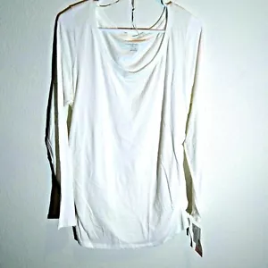 LIZ LANGE/Target Maternity Size XL White Top Long Slv Ruched Sides Scoop Neck - Picture 1 of 9