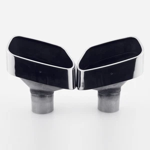 1 Pair 2.5" Inlet Trapezoid Rolled Angel Cut 304 Stainless Steel Exhaust Tips - Picture 1 of 12