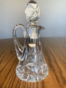 Vintage Cut Glass Crystal American Brilliant 7.5”+Stopper Vinegar-Oil Cruet #16 - Picture 1 of 10