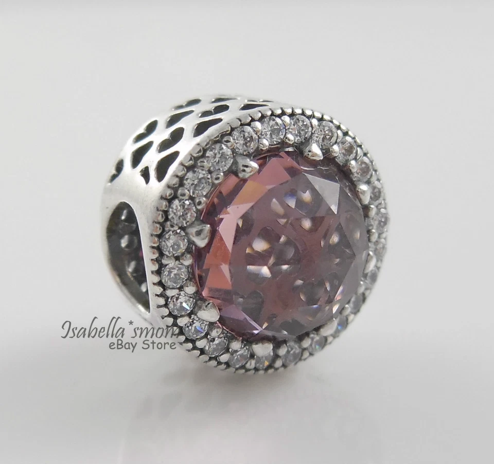 Rouge Rosa Strahlender Herzen Original Pandora Silber / Kristall & Klar Cz Charm - Bild 1 von 1
