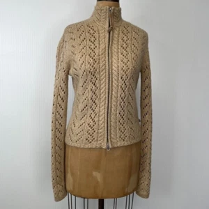 Abercrombie & Fitch Cardigan Women Medium Lambswool Shacket Sweater Cable Core N - Picture 1 of 13