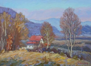 Original House In The Mountains Landscape Oil Painting Impressionism ART - Picture 1 of 6