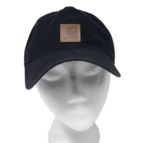 Carhartt Hat Cap Strap Back Black Brown Patch Work One Size Adjustable Unisex - Picture 1 of 8