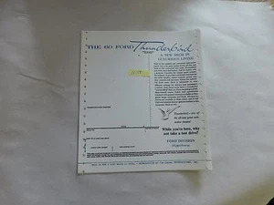 1960 FORD THUNDERBIRD BLANK REPRODUCTION WINDOW STICKER - Picture 1 of 1