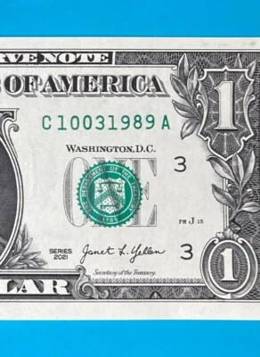 October 3, 1989 / 10 March 1989 : C 10031989 A BIRTHDAY Note $1 One Dollar Bill - Image 1 of 3