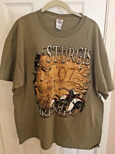 DELTA PRO WEIGHT STURGIS BIKE WEEK 2007 KHAKI T-SHIRT MENS XL - Foto 1 di 4